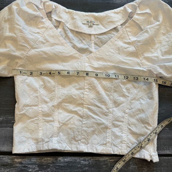 Madewell Darted V-Neck Top in Floral size 00 eyelet white - Picture 10 of 11